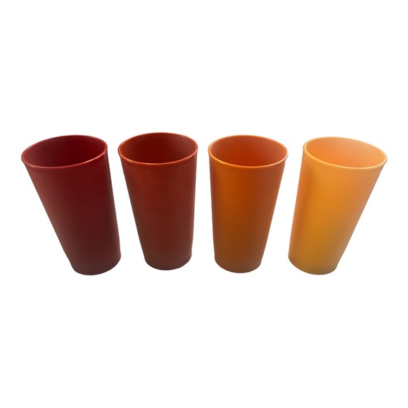 4 Vintage Tupperware Fall Harvest Colors 12 oz. 873 Tumblers Cups Red Orange - Picture 1 of 4